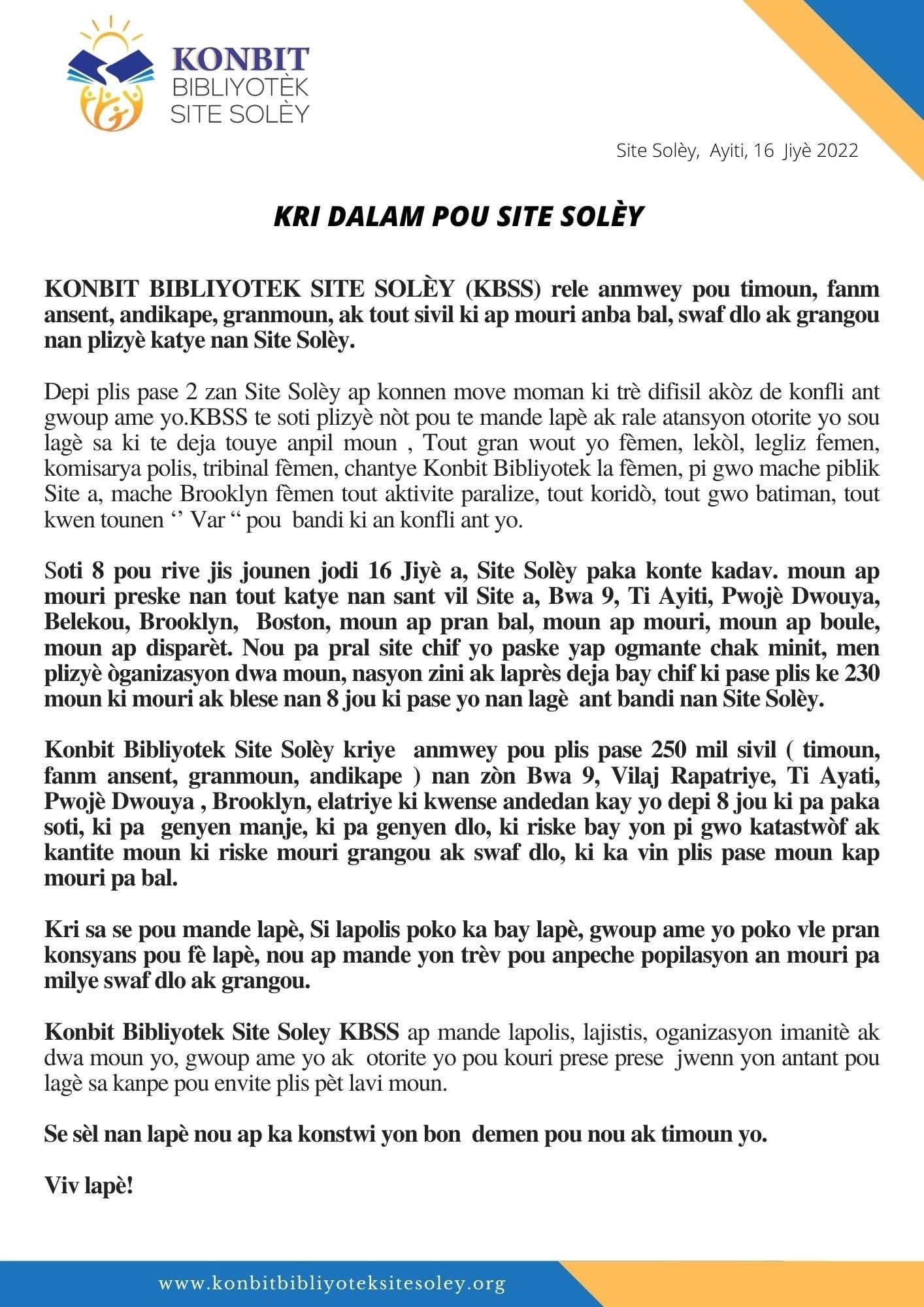 KRI DALAM POU SITE SOLÈY